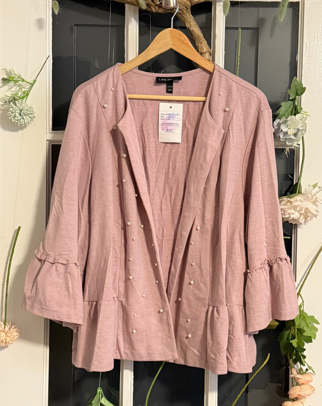 Lane Bryant blush pink pearl detail jacket 26/28