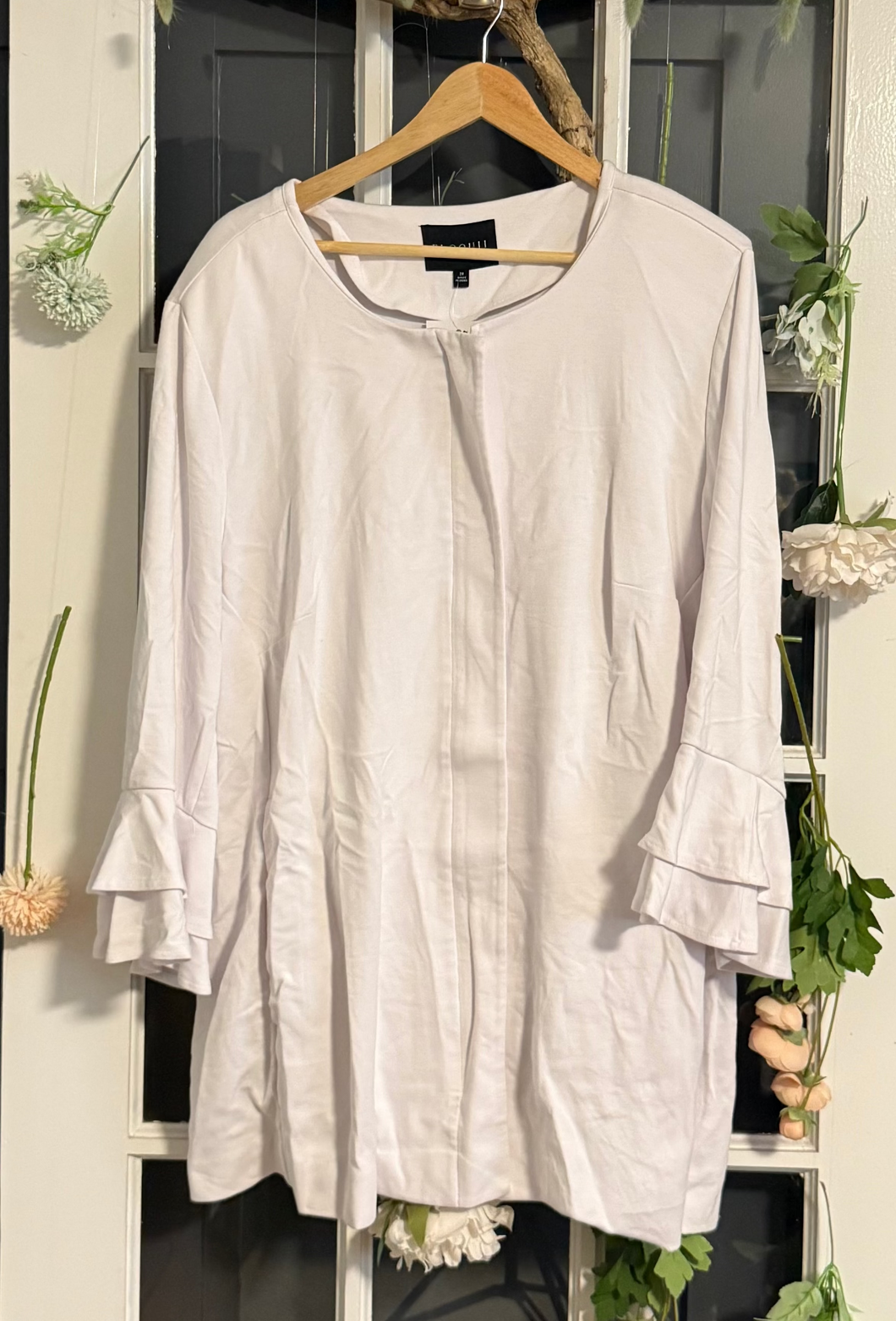 Eloquii white bell sleeve cotton blazer 28