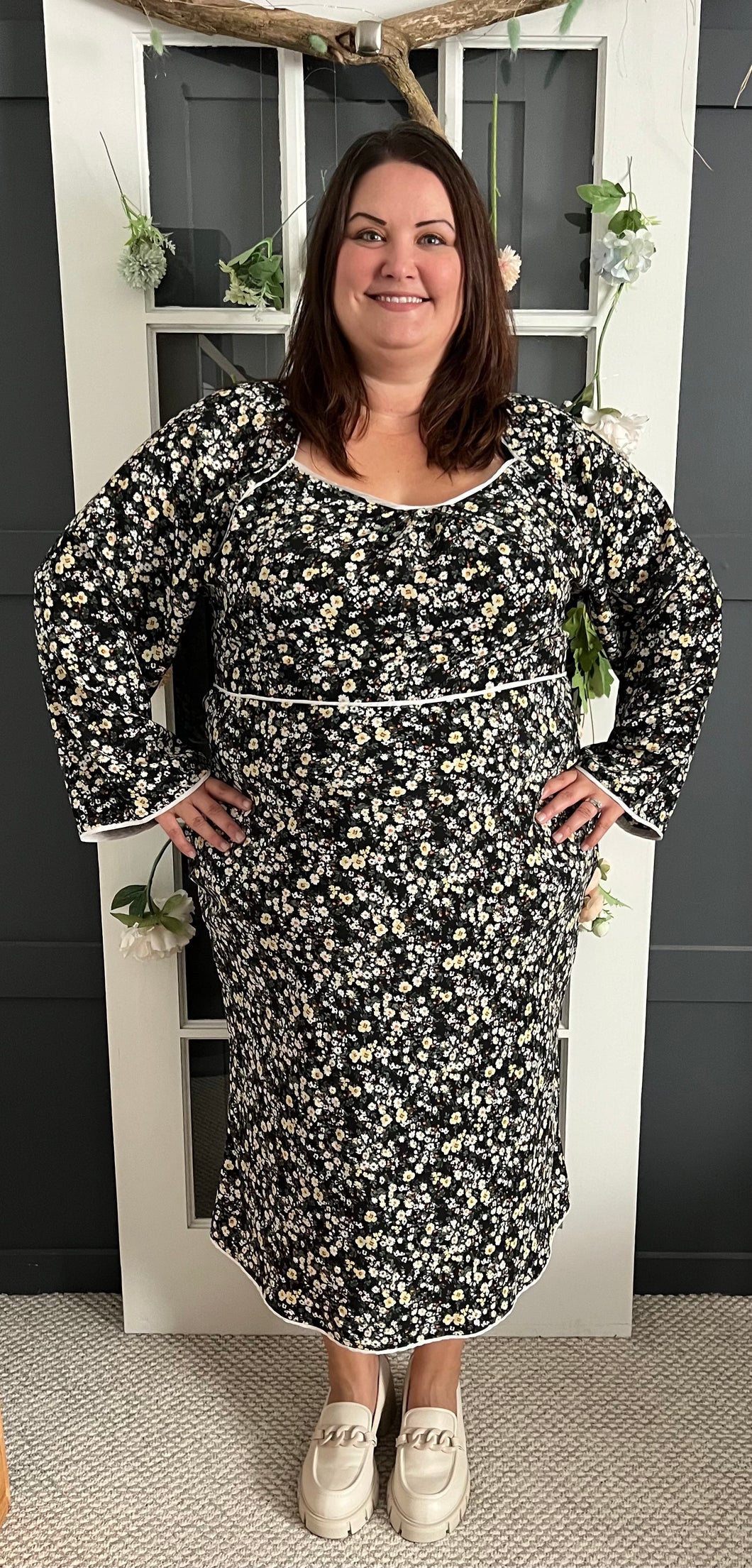 Black Floral Dress 3X