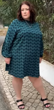 Load image into Gallery viewer, Addition Elle Green Print Shift Dress 3X
