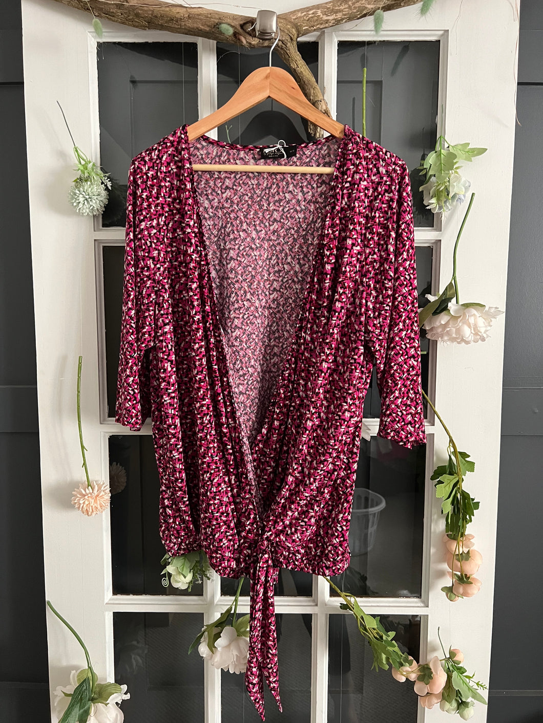 Pink Patterned Wrap Top 14/16