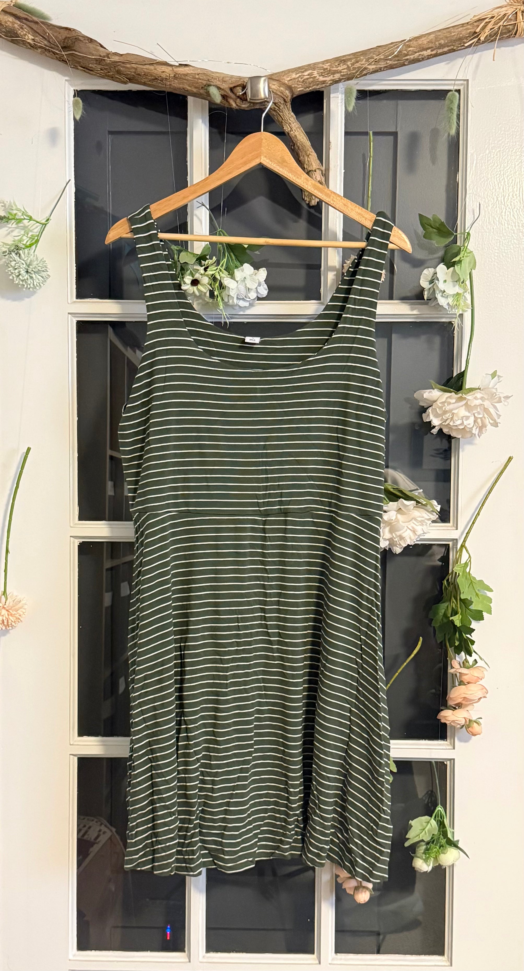 old navy green striped dress Old Navy Green and White Striped Mini Dress