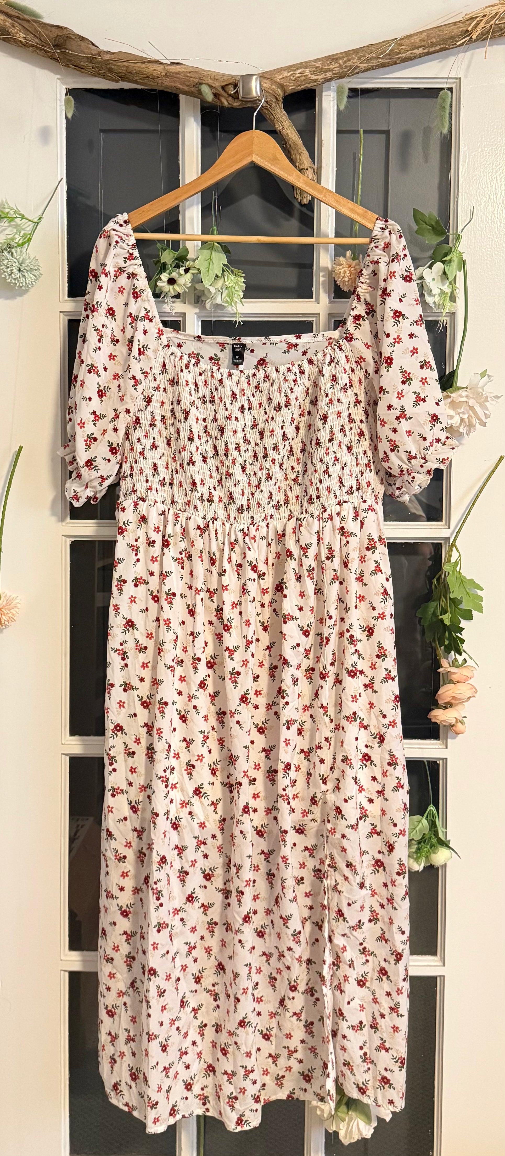 Shein White Floral Dress 2X