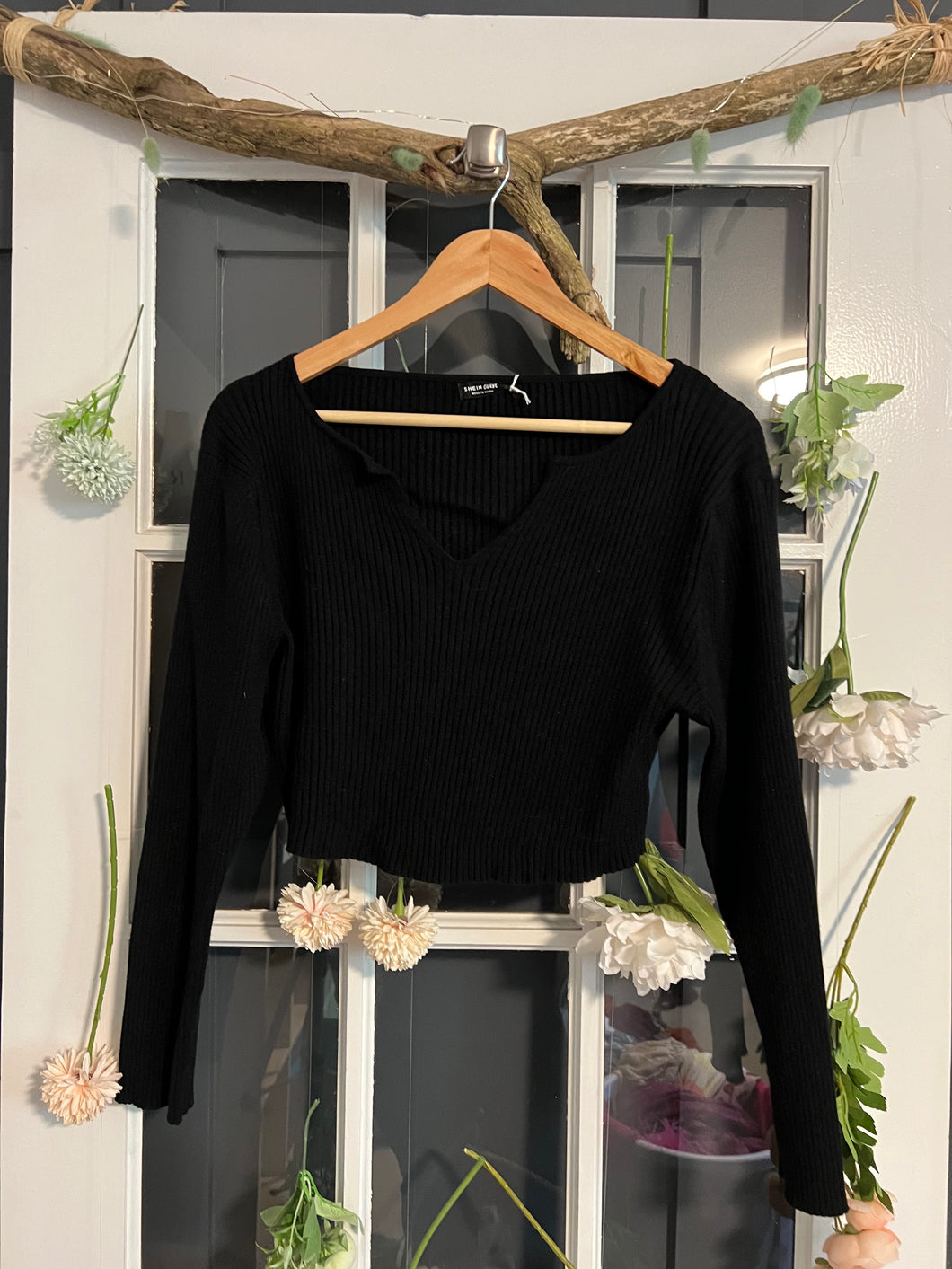 Black Crop Sweater 3X