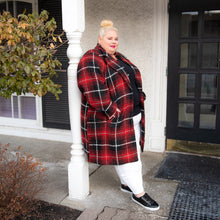 Load image into Gallery viewer, Torrid black and red plaid trench coat 6X
