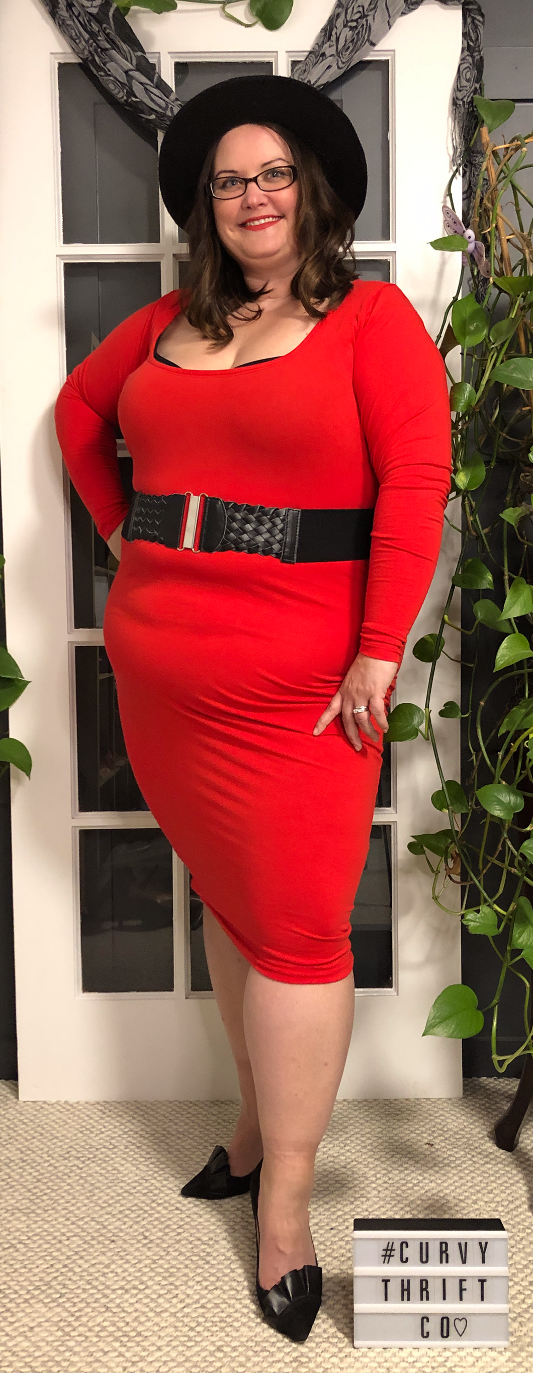 Red Bodycon Midi Dress 2X