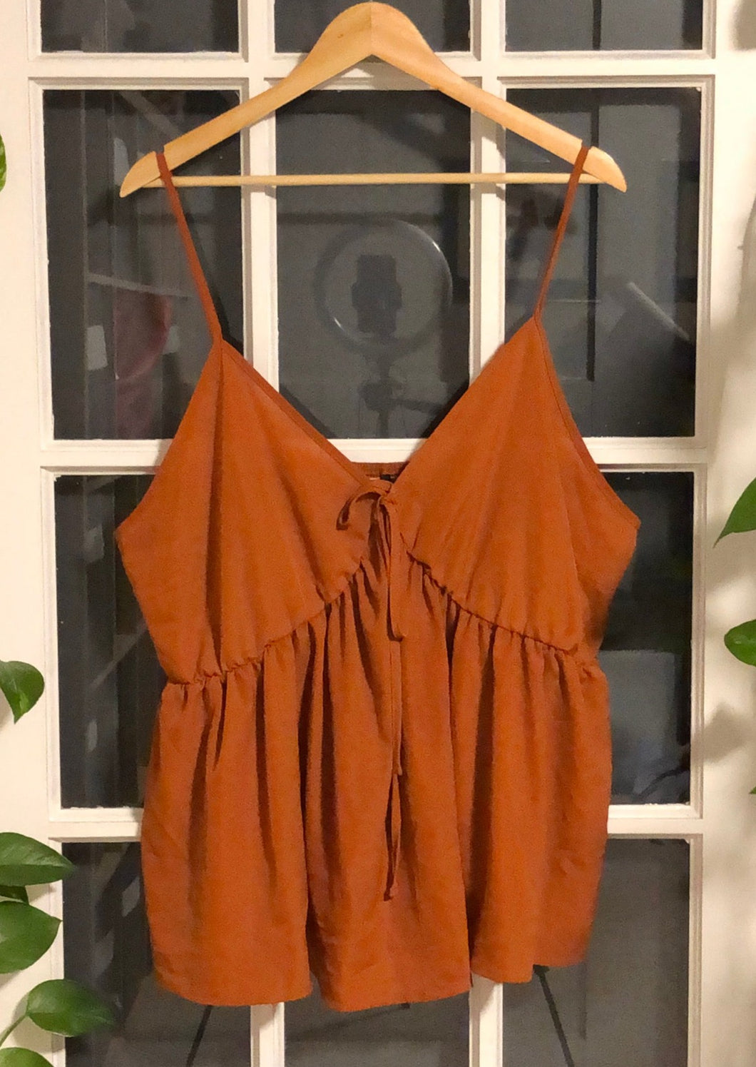 Burnt Orange Spaghetti Strap Blouse 4X