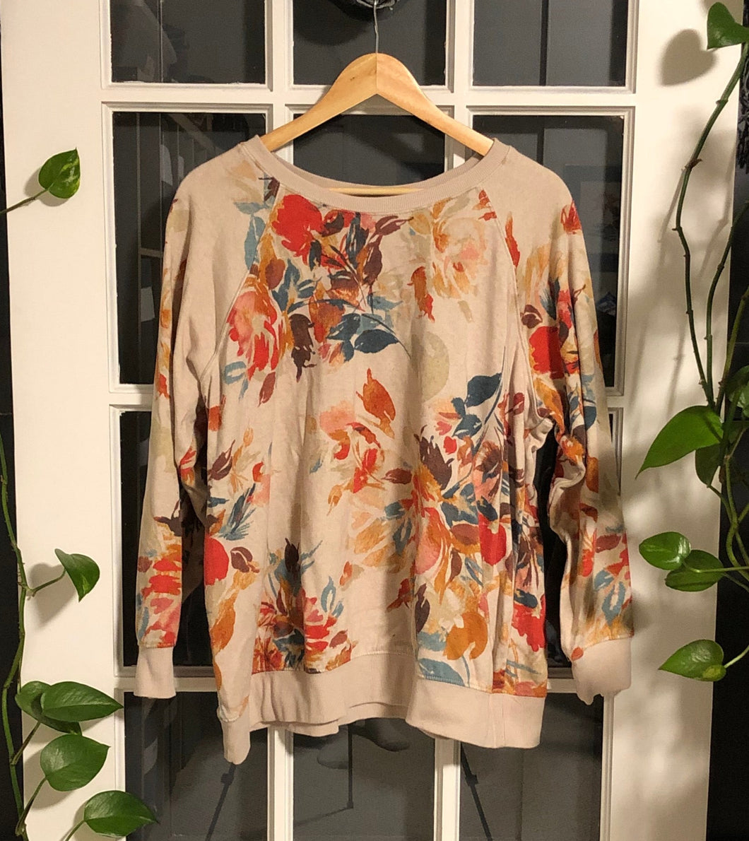 Torrid Beige Floral Sweatshirt 2X