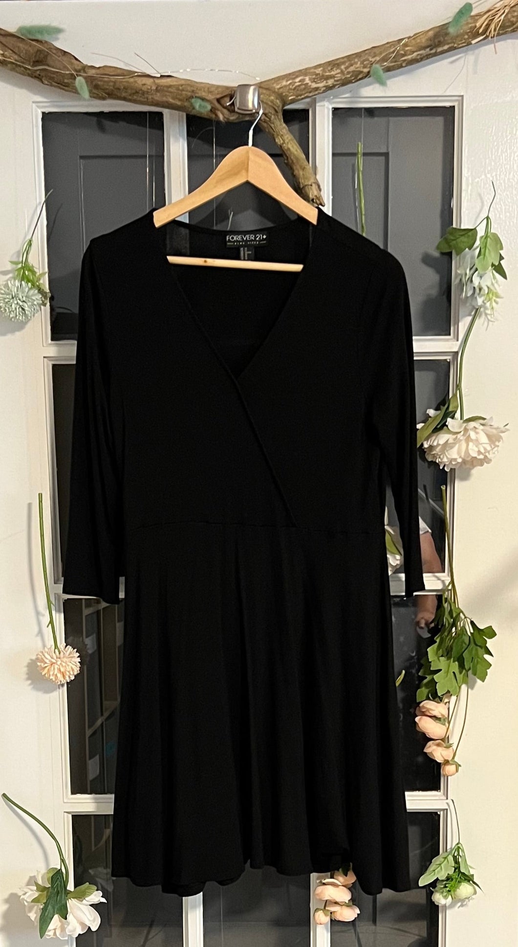 Black 3/4 Sleeve Dress 1X