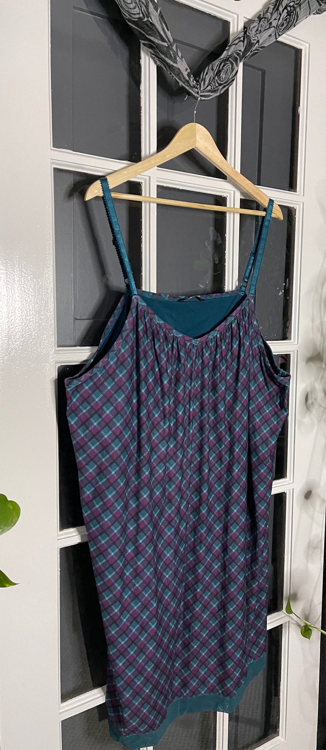 Plaid Sleep Top with built-in Bra 5X