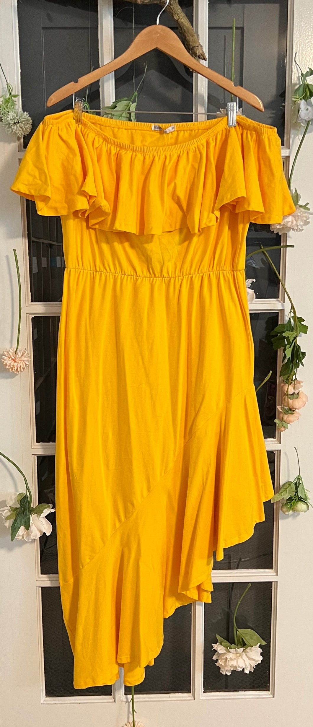 Sunshine Yellow Strapless Hi-Lo Dress 5X