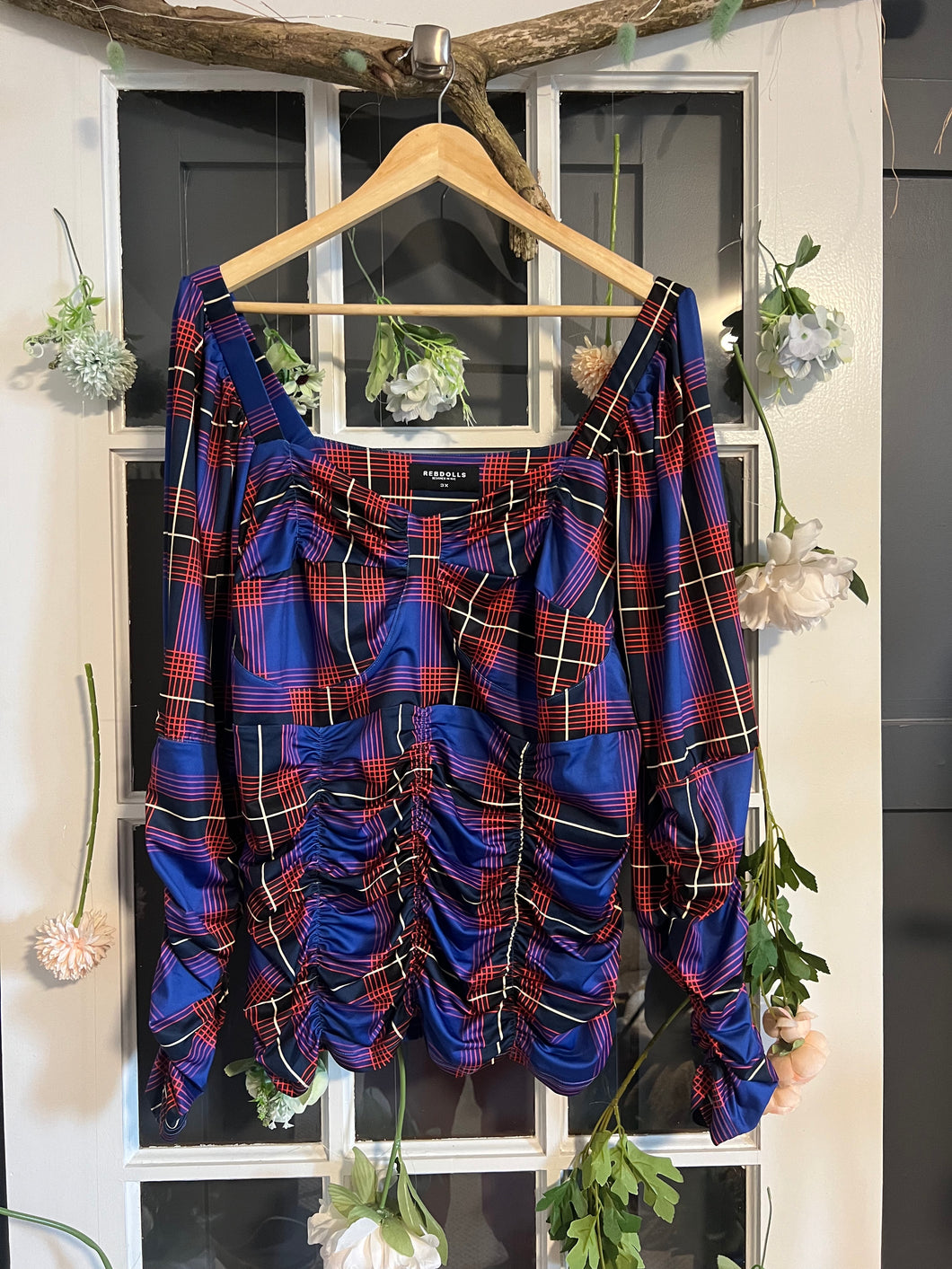 Rebdolls Plaid Top 3X