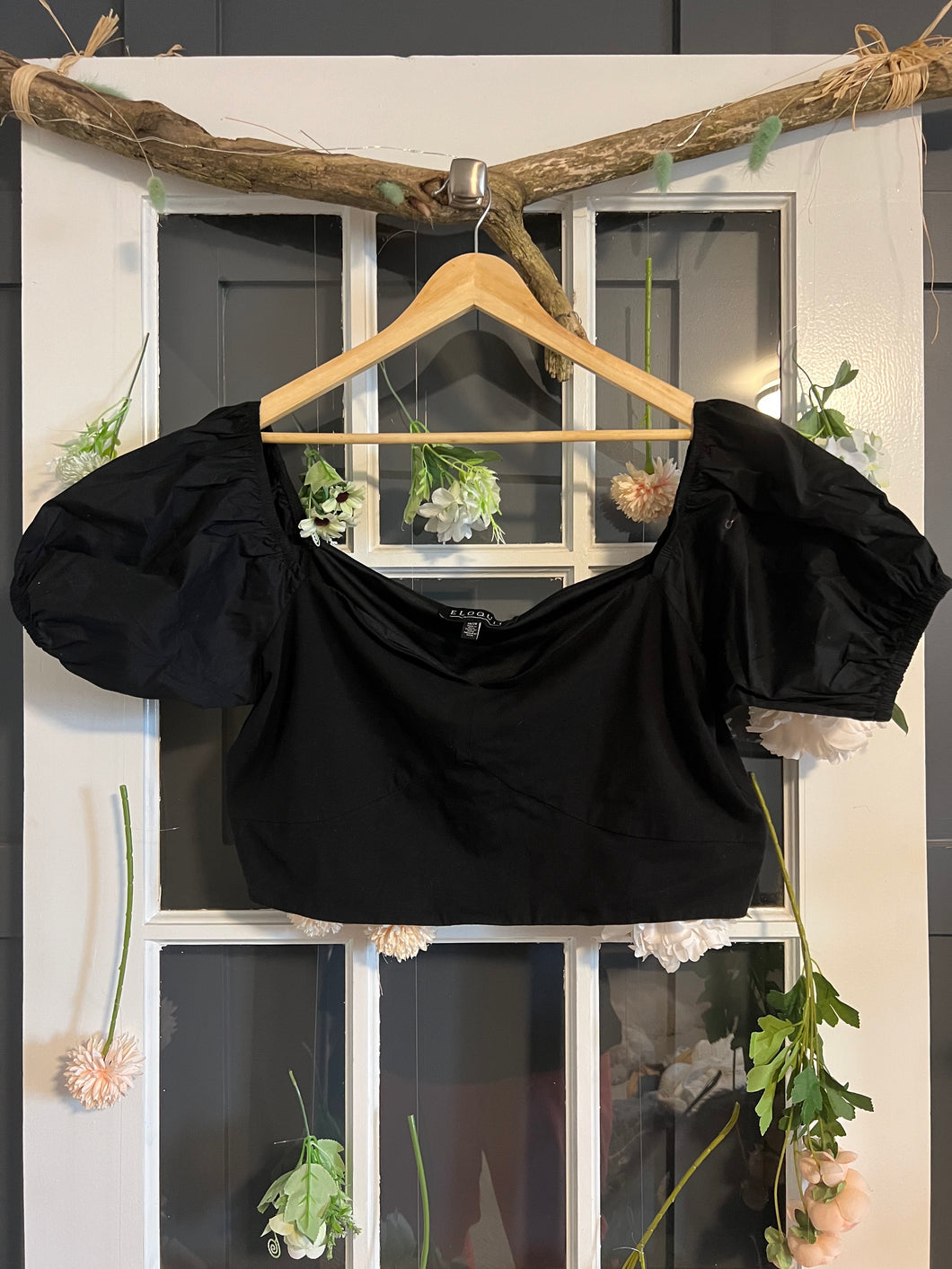 Eloquii Black Puff Sleeved Blouse 18/20