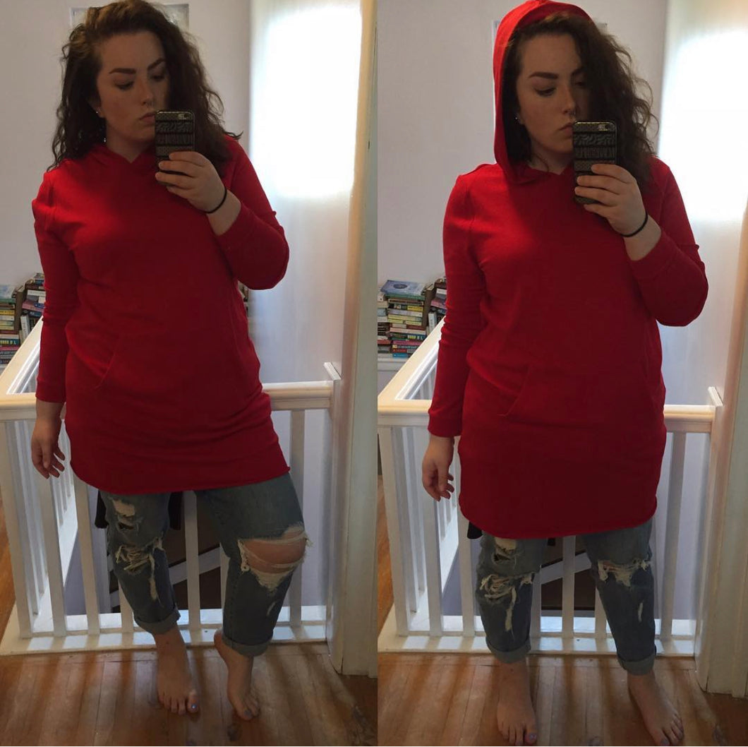 Long Red Hoodie 1X